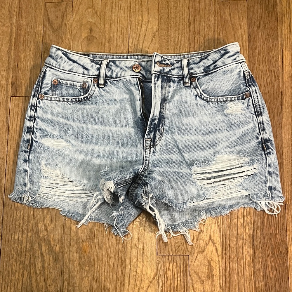 American Eagle Outfitters Light Blue Distressed Jean Shorts